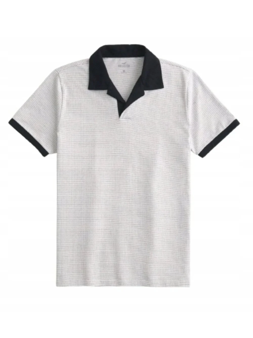 Hollister Men's Polo Shirt - Light Gray/ Micro Black Stripe - Size M - 657380589